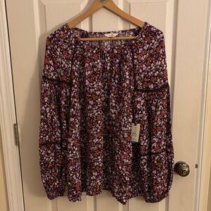 Brantera & Sky Plus 1X (16W–18W) Floral Boho Blouse NWT